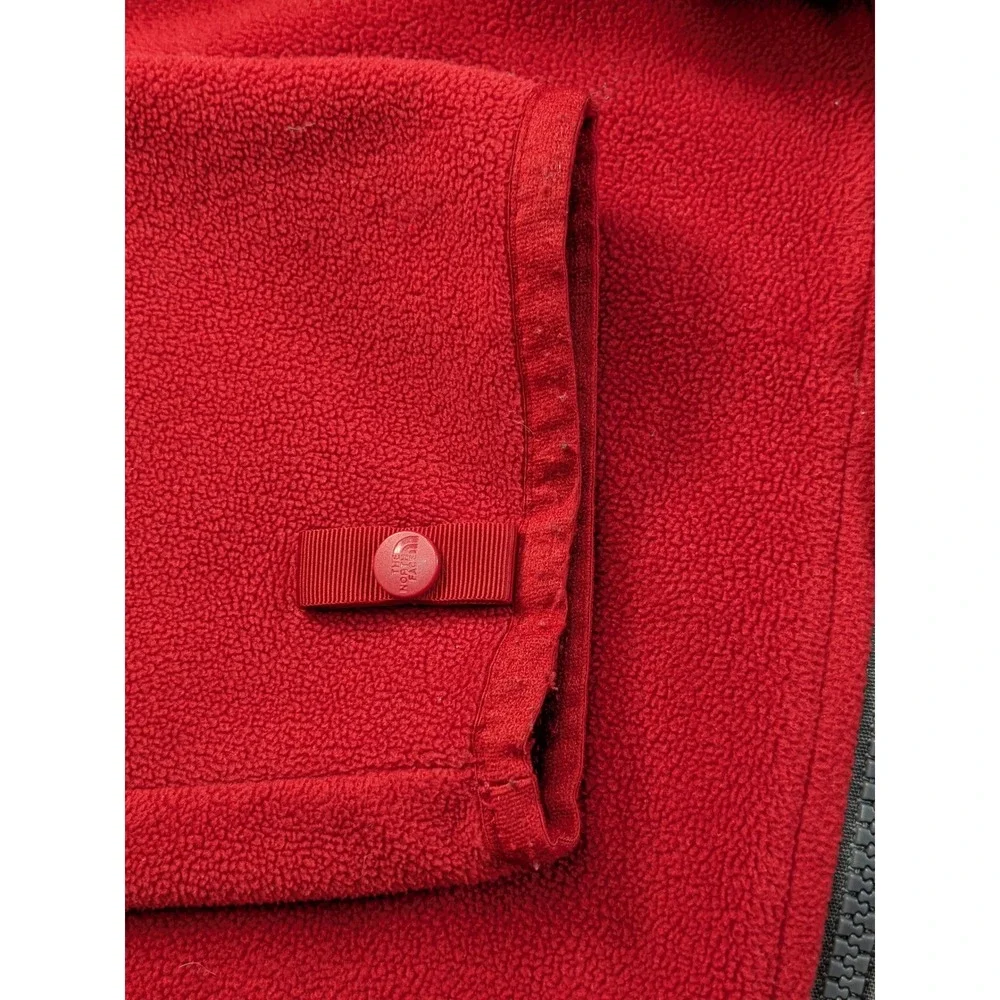 The North Face Mens Full Zip Fleece Jacket Red Gray Large TKA 100 Hiking Coat